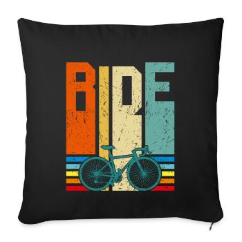 Vintage Ride Bicycle Bike Cycle VTT Vélo Cycle C - Housse de coussin décorative 45 x 45 cm - noir - Devant