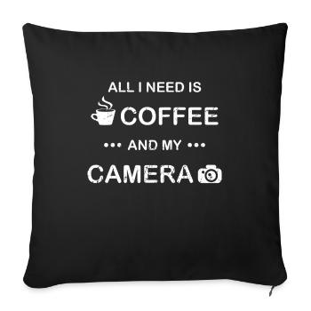 Coffee & Camera Hobby Photography Coffee Lover Pho - Sofa pillowcase 17,3'' x 17,3'' (45 x 45 cm) - black - Front