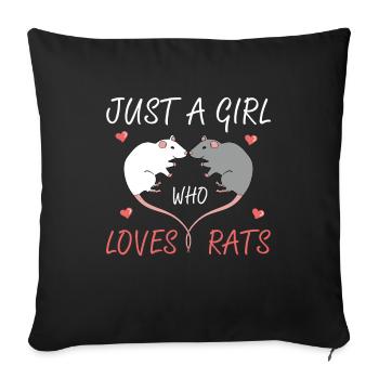 Juste une fille qui aime les rats Propriétaire Amant Forme de cœur - Housse de coussin décorative 45 x 45 cm - noir - Devant
