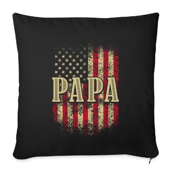 Papa US American Flag Patriotic Grandfather Funny - Sofa pillowcase 17,3'' x 17,3'' (45 x 45 cm) - black - Front