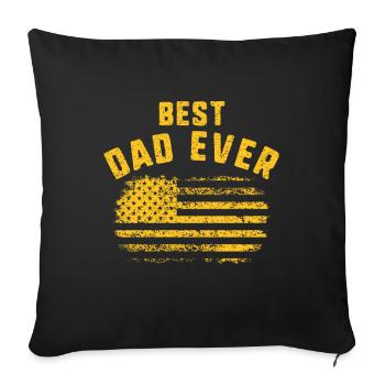 Fête des pères Meilleur papa Jamais Drapeau américain Patriotique - Housse de coussin décorative 45 x 45 cm - noir - Devant