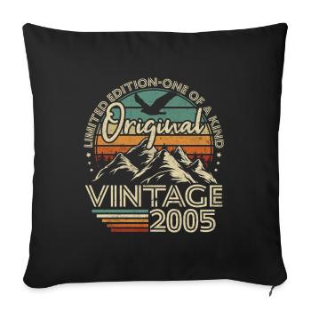 Original 2005 Vintage Birthday Gift 18 Years - Sofa pillowcase 17,3'' x 17,3'' (45 x 45 cm) - black - Front