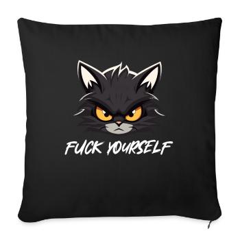 Schwarze Katze Fuck YourSelf - Sofakissenbezug 45 x 45 cm - Schwarz - Vorne