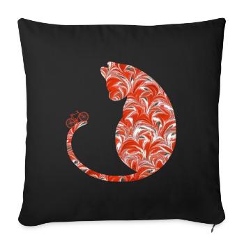cat with bicycle e 231 - Sofa pillowcase 17,3'' x 17,3'' (45 x 45 cm) - black - Front