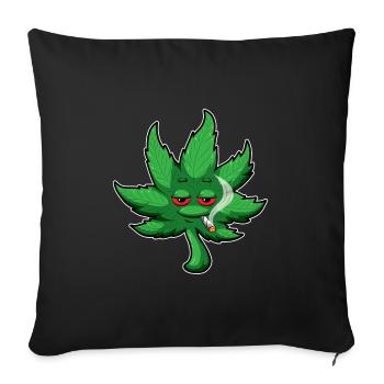 Cannabis Leaf With Red Eyes Smokes Weed - THC CBD - Sofa pillowcase 17,3'' x 17,3'' (45 x 45 cm) - black - Front