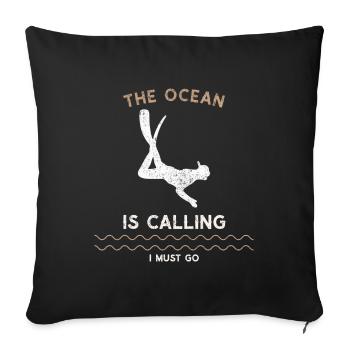 La mer appelle je vais apnée - Housse de coussin décorative 45 x 45 cm - noir - Devant