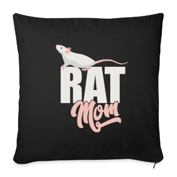 Rat - Rat Mom - Sofa pillowcase 17,3'' x 17,3'' (45 x 45 cm) - black - Front