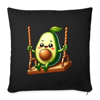 Avocado on the swing - Sofa pillowcase 17,3'' x 17,3'' (45 x 45 cm) - black - Front