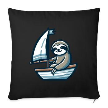 Summer sailing with sloth on dinghy - Sofa pillowcase 17,3'' x 17,3'' (45 x 45 cm) - black - Front