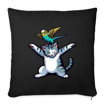 Cute Cat Budgie Friends Pets - Sofa pillowcase 17,3'' x 17,3'' (45 x 45 cm) - black - Front