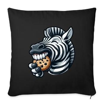 Cute Zebra with Cookie Cartoon Illustration - Sofa pillowcase 17,3'' x 17,3'' (45 x 45 cm) - black - Front
