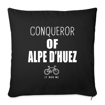 Conqueror of Alpes d' Huez cycling Alpes - Sofa pillowcase 17,3'' x 17,3'' (45 x 45 cm) - black - Front