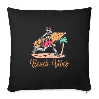 Strand Vibes Skelett Palmen, Urlaub, Strand - Sofakissenbezug 45 x 45 cm - Schwarz - Vorne