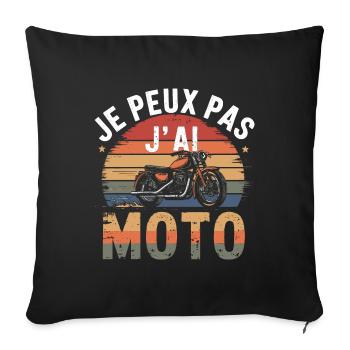 je peux pas j ai Moto - Housse de coussin décorative 45 x 45 cm - noir - Devant