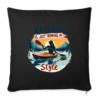 Kayaking Kanufahren Kajak Berg Mit See - Sofakissenbezug 45 x 45 cm - Schwarz - Vorne