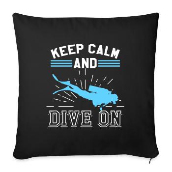 Keep Calm Diving Cadeau de plongée sous-marine Sport - Housse de coussin décorative 45 x 45 cm - noir - Devant
