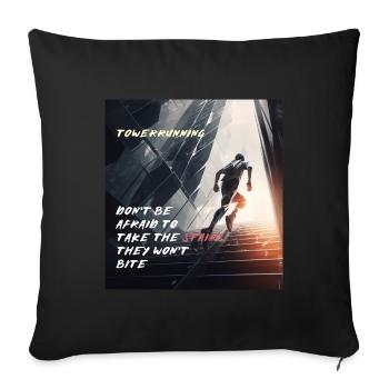 Towerrunning, Entraînement d’élite d’escalade d’escalier - Housse de coussin décorative 45 x 45 cm - noir - Devant