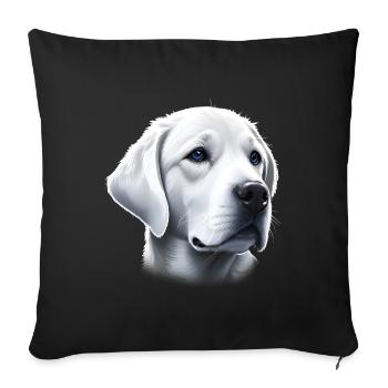 Labrador Retriever blanc yeux bleus - Housse de coussin décorative 45 x 45 cm - noir - Devant