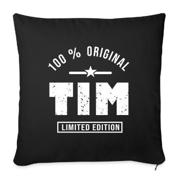 Tim original cadeau personnalisé prénom tim - Housse de coussin décorative 45 x 45 cm - noir - Devant