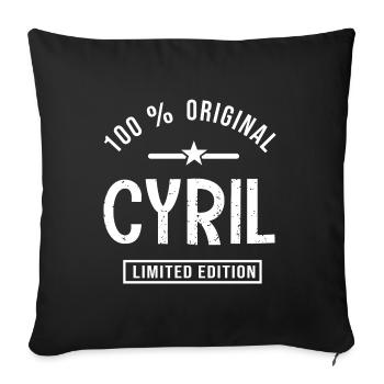 Cyril shirt personnalisé prénom cyril - Housse de coussin décorative 45 x 45 cm - noir - Devant
