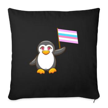 Gay Pride Antarctique Animal Pingouin Bigender LGBT - Housse de coussin décorative 45 x 45 cm - noir - Devant