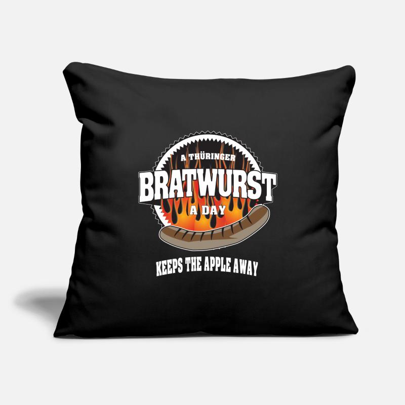 A thüringer Bratwurst a day keeps the apple away Sofa pillowcase 17,3'' x 17,3'' (45 x 45 cm)