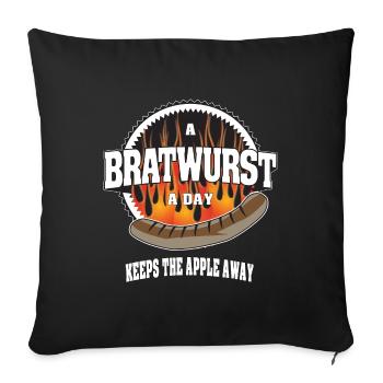 Une Bratwurst par jour éloigne la pomme - Housse de coussin décorative 45 x 45 cm - noir - Devant