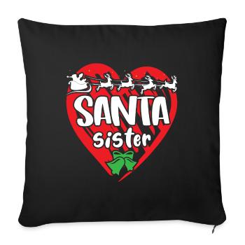 Père Noël Sœur Joyeux Noël - Housse de coussin décorative 45 x 45 cm - noir - Devant