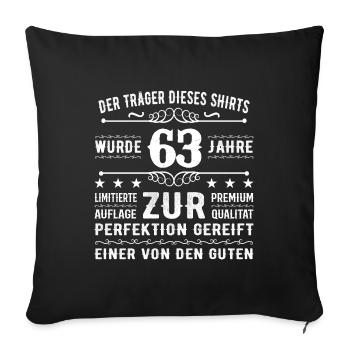 Idée cadeau 63 ans pour 63 ans - Anniversaire - Housse de coussin décorative 45 x 45 cm - noir - Devant