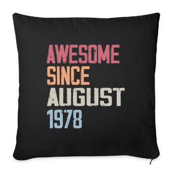 1978 Août - Cadeau D'anniversaire Août 1978 Août - Housse de coussin décorative 45 x 45 cm - noir - Devant