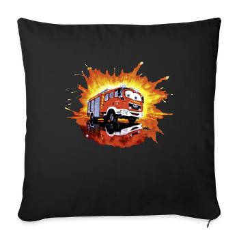 Kinder Feuerwehrauto MAN Comic - Sofakissenbezug 45 x 45 cm - Schwarz - Vorne