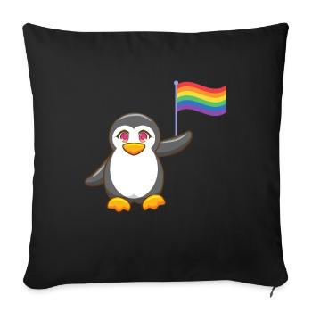 Antarctique Animal Gay Pride Rainbow Penguin LGBT - Housse de coussin décorative 45 x 45 cm - noir - Devant