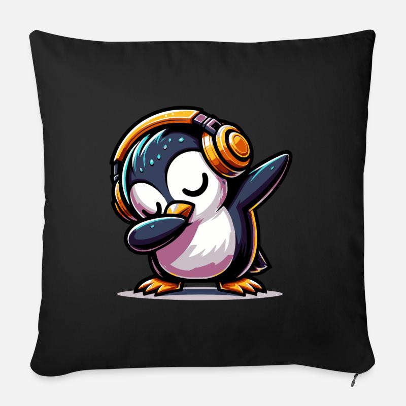 Dabbing Pinguin - Sofakissenbezug 45 x 45 cm - Schwarz