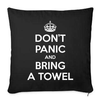 Don't panic and bring a towel (Keep Calm) - Housse de coussin décorative 45 x 45 cm - noir - Devant