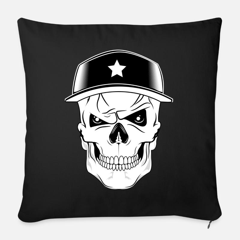 Skull Skater - Housse de coussin décorative 45 x 45 cm - noir