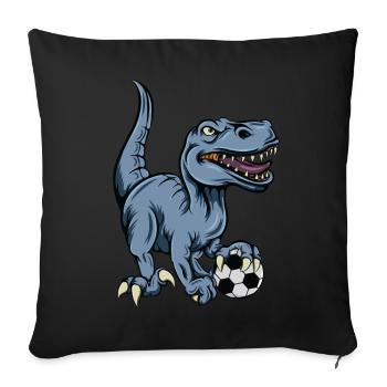 T-Rex Dinosaurier Trex Dino Football - Sofakissenbezug 45 x 45 cm - Schwarz - Vorne