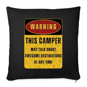 Outdoor Camping Adventure Nature. Funny sayings - Sofa pillowcase 17,3'' x 17,3'' (45 x 45 cm) - black - Front
