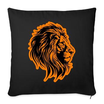 Symbole de tête de lion lion - Housse de coussin décorative 45 x 45 cm - noir - Devant