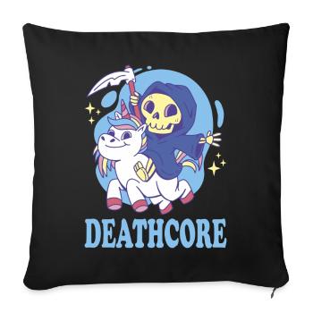 Lustig Deathcore Niedlicher Sensenmann Einhorn - Sofakissenbezug 45 x 45 cm - Schwarz - Vorne