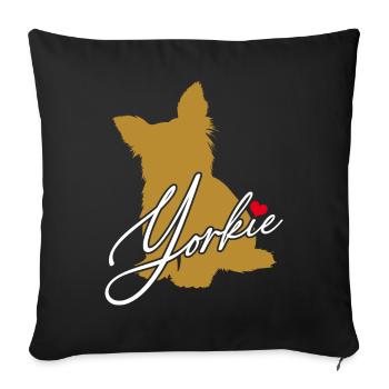 Yorkie Silhouette Yorkshire Terrier with Heart - Sofa pillowcase 17,3'' x 17,3'' (45 x 45 cm) - black - Front
