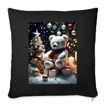 Teddy vous souhaite un joyeux Noël - Housse de coussin décorative 45 x 45 cm - noir - Devant