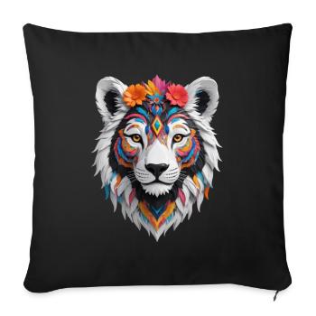 Chat sauvage coloré - Housse de coussin décorative 45 x 45 cm - noir - Devant