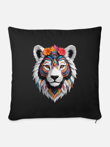 Chat sauvage coloré - Housse de coussin décorative 45 x 45 cm - noir