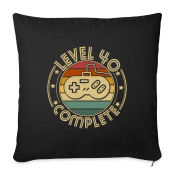 40e anniversaire 40 ans de joueur niveau 40 terminé - Housse de coussin décorative 45 x 45 cm - noir - Devant