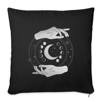 Moon phases with silver hands, spiritual magic - Sofa pillowcase 17,3'' x 17,3'' (45 x 45 cm) - black - Front