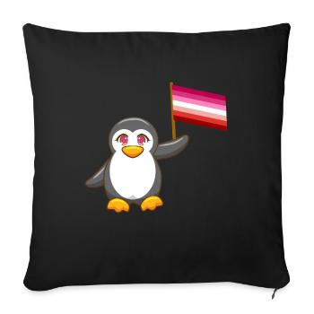 Mois de la Gay Pride Antarctique Animal Penguin Lesbienne LGBT - Housse de coussin décorative 45 x 45 cm - noir - Devant