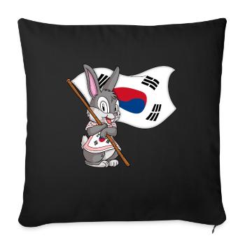 South Korean Rabbit - Sofa pillowcase 17,3'' x 17,3'' (45 x 45 cm) - black - Front