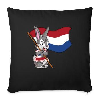 Dutch Rabbit / Dutch Flag - Sofa pillowcase 17,3'' x 17,3'' (45 x 45 cm) - black - Front