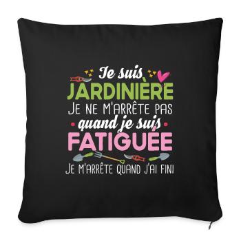 Jardinière Jardinage Jardinier Potager Humour - Housse de coussin décorative 45 x 45 cm - noir - Devant