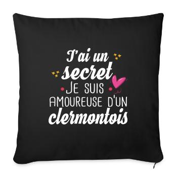Clermontois Clermont Ferrand Amoureuse Humour - Housse de coussin décorative 45 x 45 cm - noir - Devant
